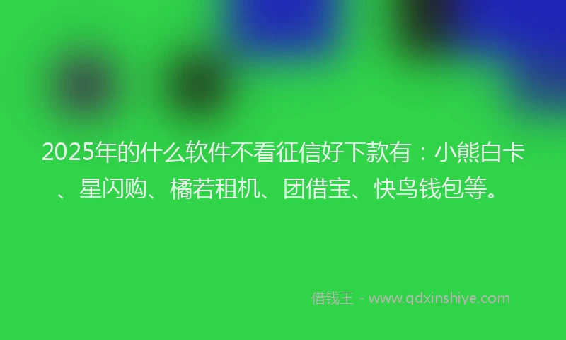 2025年的什么软件不看征信好下款有：小熊白卡、星闪购、橘若租机、团借宝、快鸟钱包等。