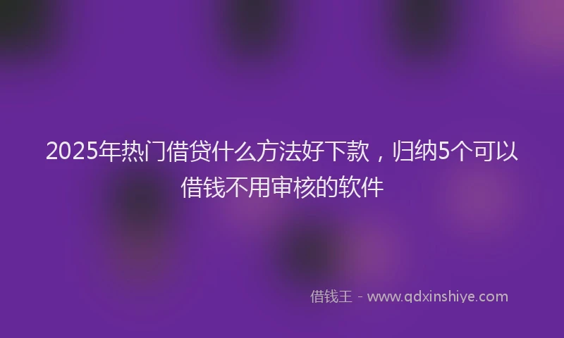 2025年热门借贷什么方法好下款，归纳5个可以借钱不用审核的软件
