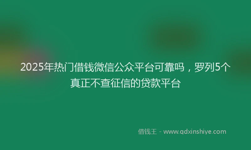 2025年热门借钱微信公众平台可靠吗，罗列5个真正不查征信的贷款平台