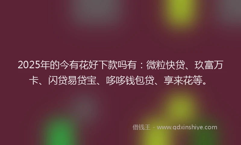 2025年的今有花好下款吗有：微粒快贷、玖富万卡、闪贷易贷宝、哆哆钱包贷、享来花等。