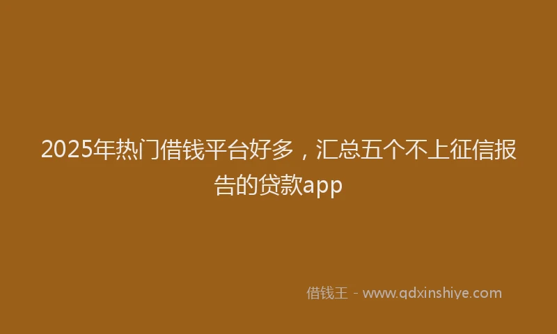 2025年热门借钱平台好多，汇总五个不上征信报告的贷款app