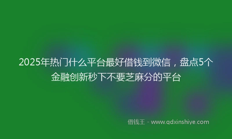 2025年热门什么平台最好借钱到微信，盘点5个金融创新秒下不要芝麻分的平台