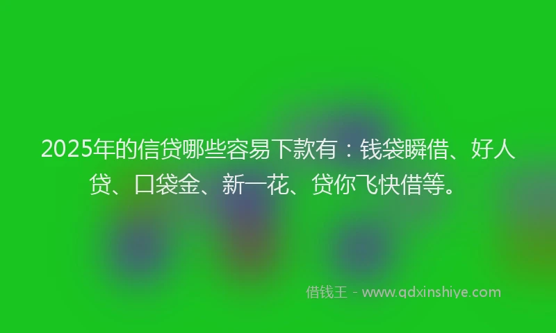 2025年的信贷哪些容易下款有：钱袋瞬借、好人贷、口袋金、新一花、贷你飞快借等。