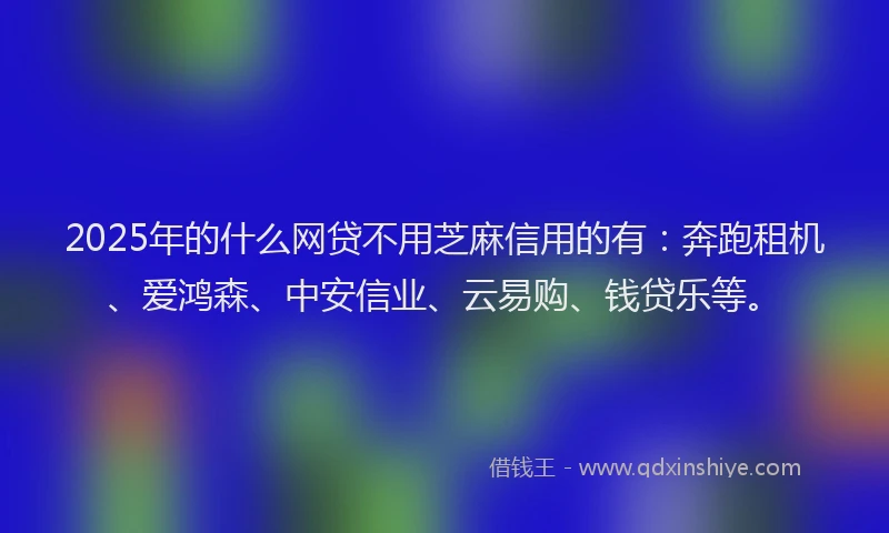 2025年的什么网贷不用芝麻信用的有：奔跑租机、爱鸿森、中安信业、云易购、钱贷乐等。