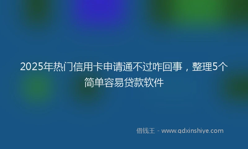 2025年热门信用卡申请通不过咋回事，整理5个简单容易贷款软件