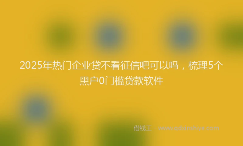 2025年热门企业贷不看征信吧可以吗，梳理5个黑户0门槛贷款软件