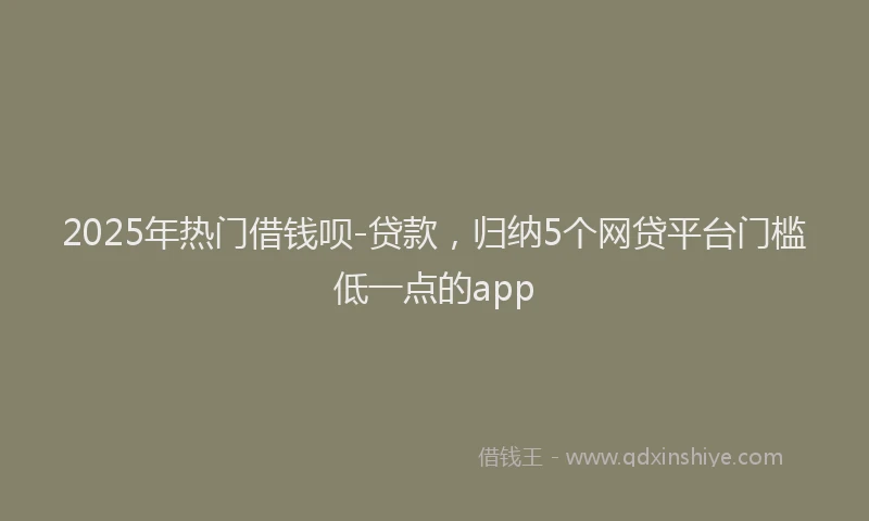 2025年热门借钱呗-贷款，归纳5个网贷平台门槛低一点的app