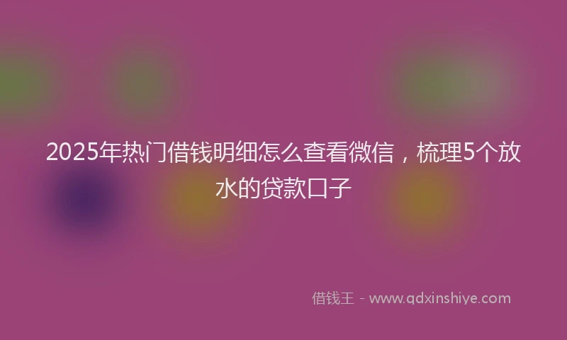2025年热门借钱明细怎么查看微信，梳理5个放水的贷款口子
