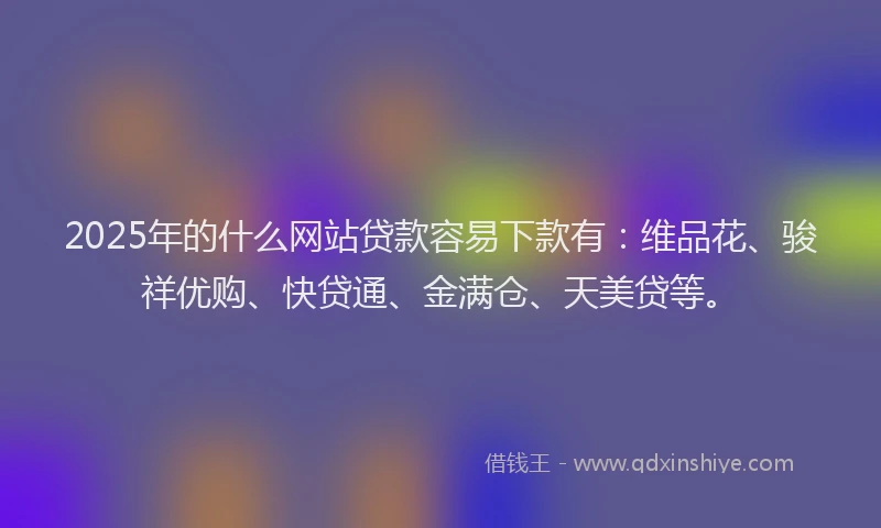 2025年的什么网站贷款容易下款有：维品花、骏祥优购、快贷通、金满仓、天美贷等。