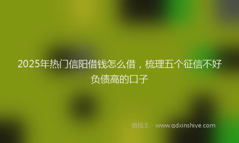 2025年热门信阳借钱怎么借，梳理五个征信不好负债高的口子