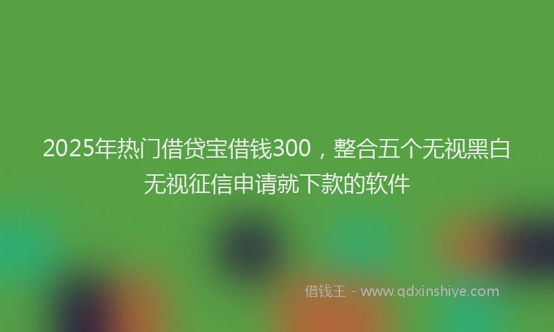 2025年热门借贷宝借钱300，整合五个无视黑白无视征信申请就下款的软件