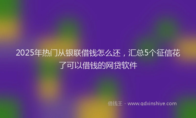 2025年热门从银联借钱怎么还，汇总5个征信花了可以借钱的网贷软件