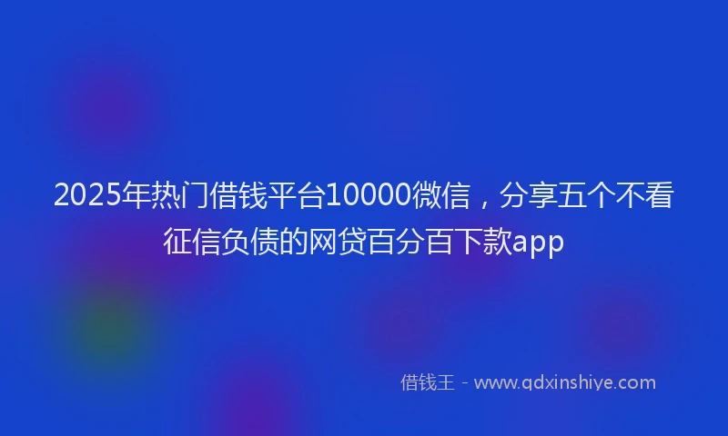 2025年热门借钱平台10000微信，分享五个不看征信负债的网贷百分百下款app