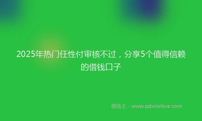 2025年热门任性付审核不过，分享5个值得信赖的借钱口子