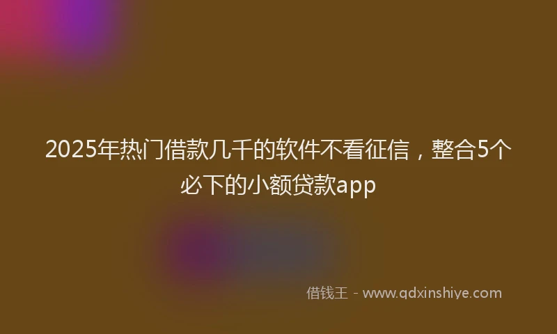 2025年热门借款几千的软件不看征信，整合5个必下的小额贷款app