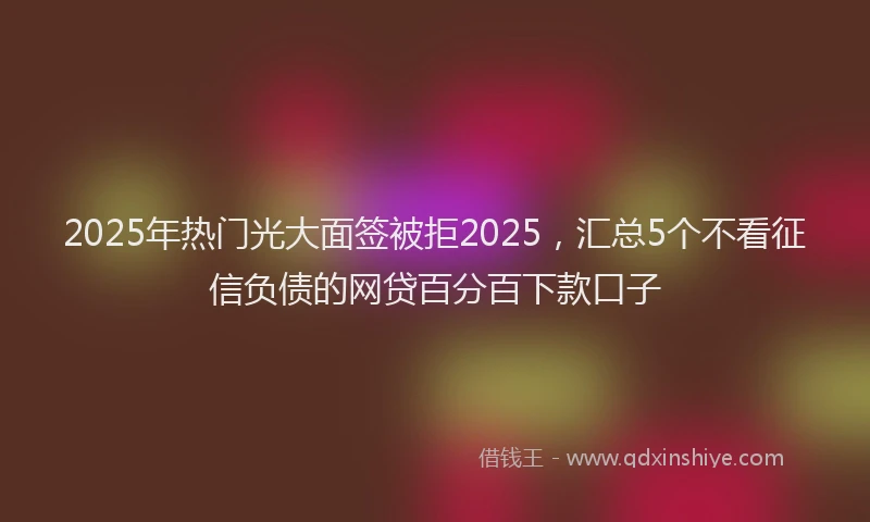 2025年热门光大面签被拒2025，汇总5个不看征信负债的网贷百分百下款口子