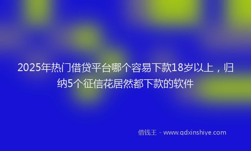 2025年热门借贷平台哪个容易下款18岁以上，归纳5个征信花居然都下款的软件