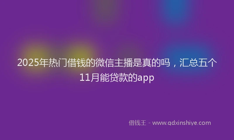 2025年热门借钱的微信主播是真的吗，汇总五个11月能贷款的app