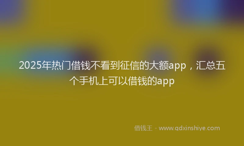 2025年热门借钱不看到征信的大额app，汇总五个手机上可以借钱的app