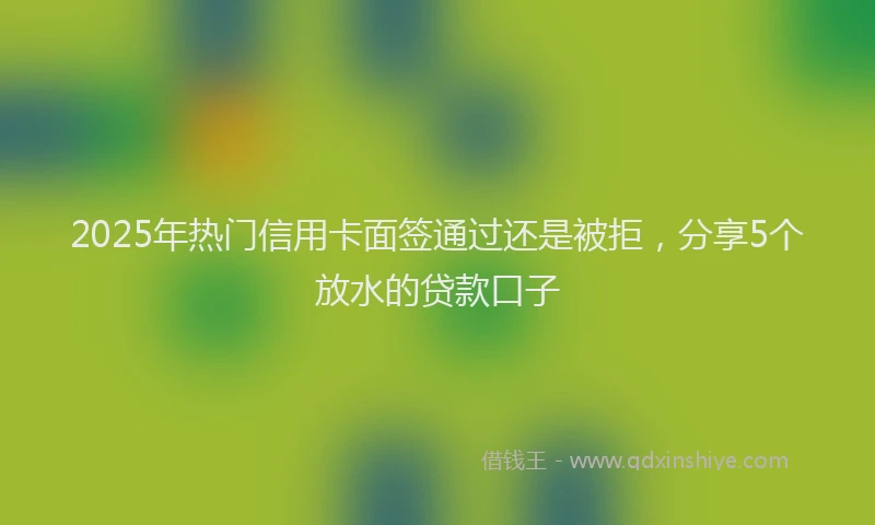 2025年热门信用卡面签通过还是被拒，分享5个放水的贷款口子