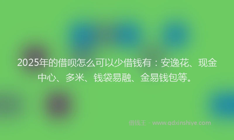2025年的借呗怎么可以少借钱有：安逸花、现金中心、多米、钱袋易融、金易钱包等。