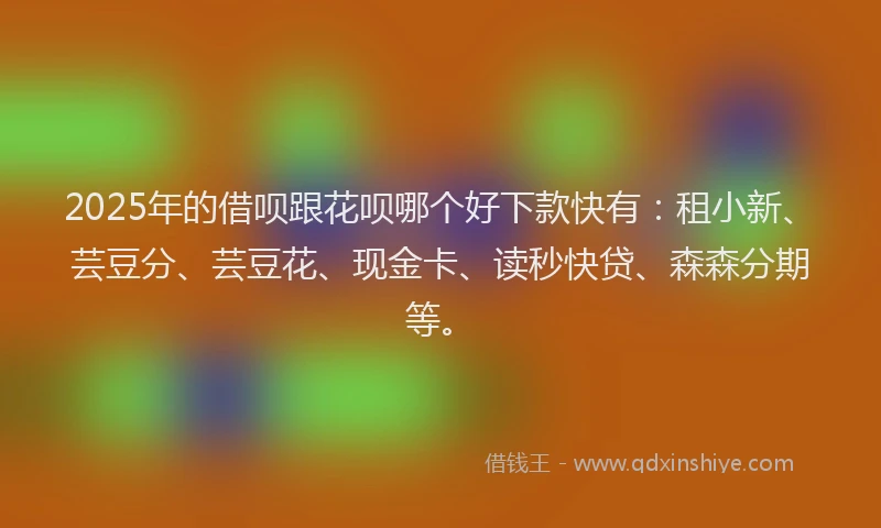 2025年的借呗跟花呗哪个好下款快有：租小新、芸豆分、芸豆花、现金卡、读秒快贷、森森分期等。