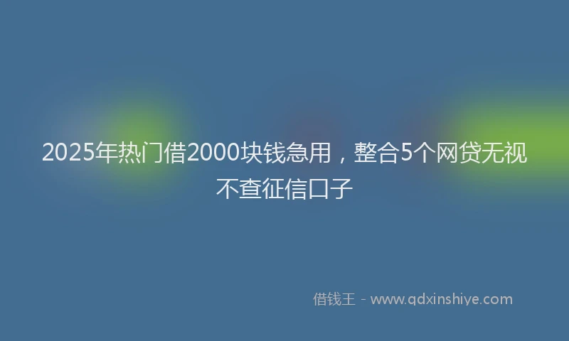 2025年热门借2000块钱急用，整合5个网贷无视不查征信口子