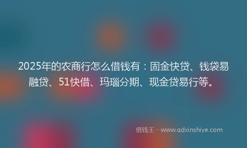 2025年的农商行怎么借钱有：固金快贷、钱袋易融贷、51快借、玛瑙分期、现金贷易行等。