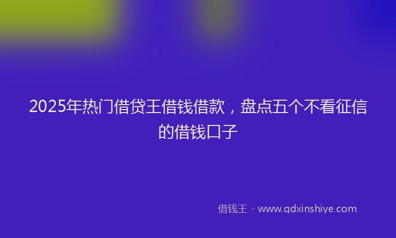 2025年热门借贷王借钱借款，盘点五个不看征信的借钱口子