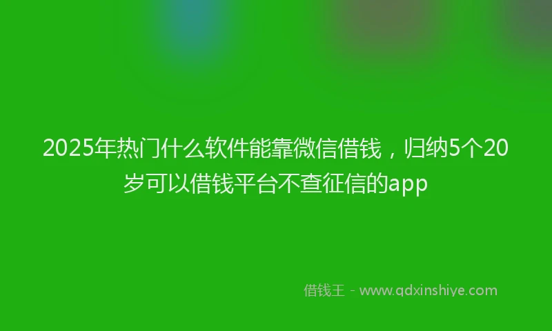 2025年热门什么软件能靠微信借钱，归纳5个20岁可以借钱平台不查征信的app
