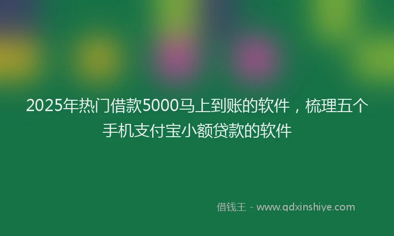 2025年热门借款5000马上到账的软件，梳理五个手机支付宝小额贷款的软件