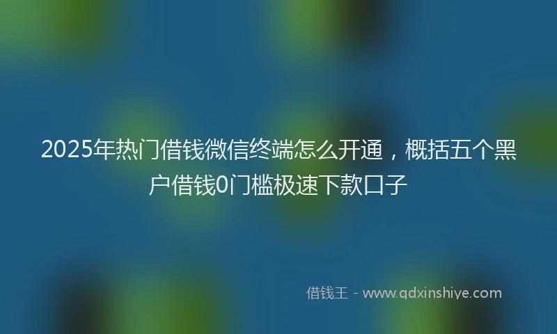 2025年热门借钱微信终端怎么开通，概括五个黑户借钱0门槛极速下款口子