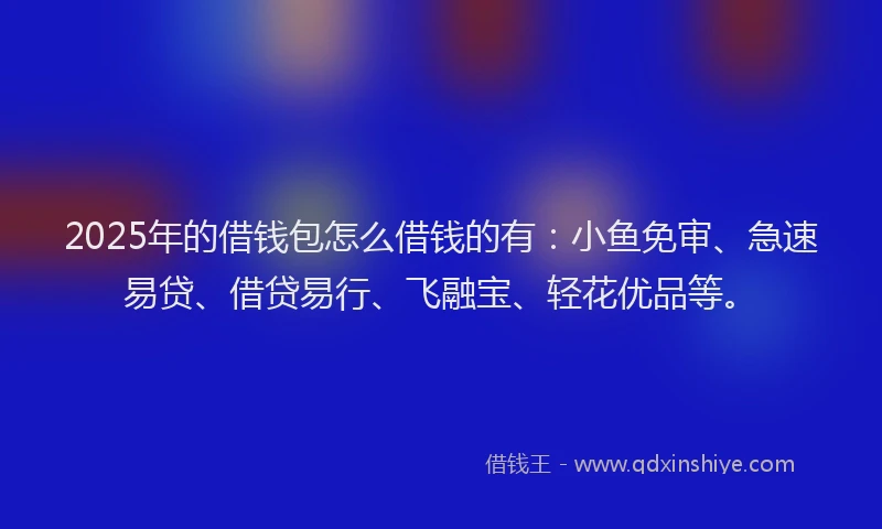 2025年的借钱包怎么借钱的有：小鱼免审、急速易贷、借贷易行、飞融宝、轻花优品等。