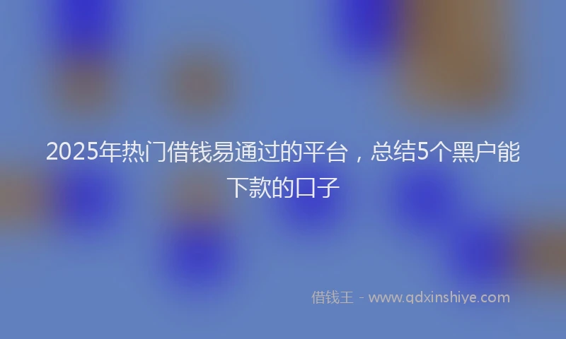 2025年热门借钱易通过的平台，总结5个黑户能下款的口子