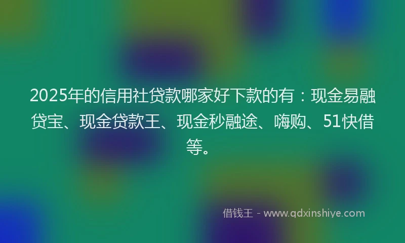 2025年的信用社贷款哪家好下款的有：现金易融贷宝、现金贷款王、现金秒融途、嗨购、51快借等。