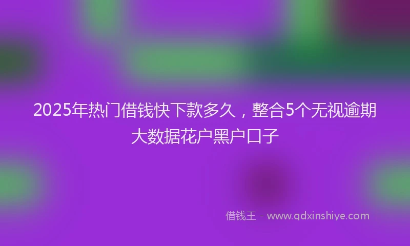 2025年热门借钱快下款多久，整合5个无视逾期大数据花户黑户口子