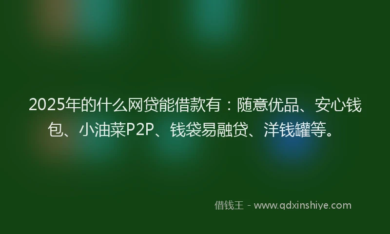 2025年的什么网贷能借款有：随意优品、安心钱包、小油菜P2P、钱袋易融贷、洋钱罐等。