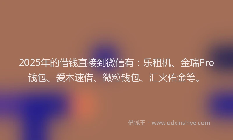 2025年的借钱直接到微信有：乐租机、金瑞Pro钱包、爱木速借、微粒钱包、汇火佑金等。