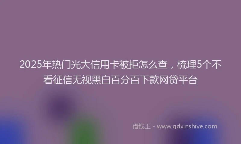 2025年热门光大信用卡被拒怎么查，梳理5个不看征信无视黑白百分百下款网贷平台