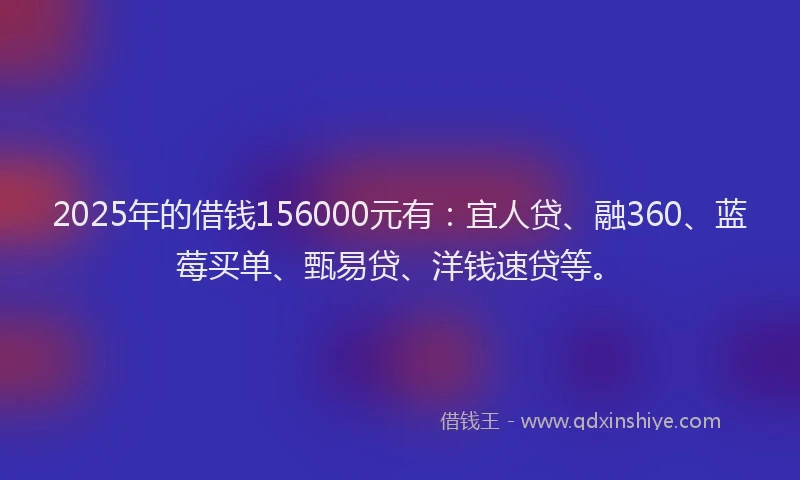 2025年的借钱156000元有：宜人贷、融360、蓝莓买单、甄易贷、洋钱速贷等。
