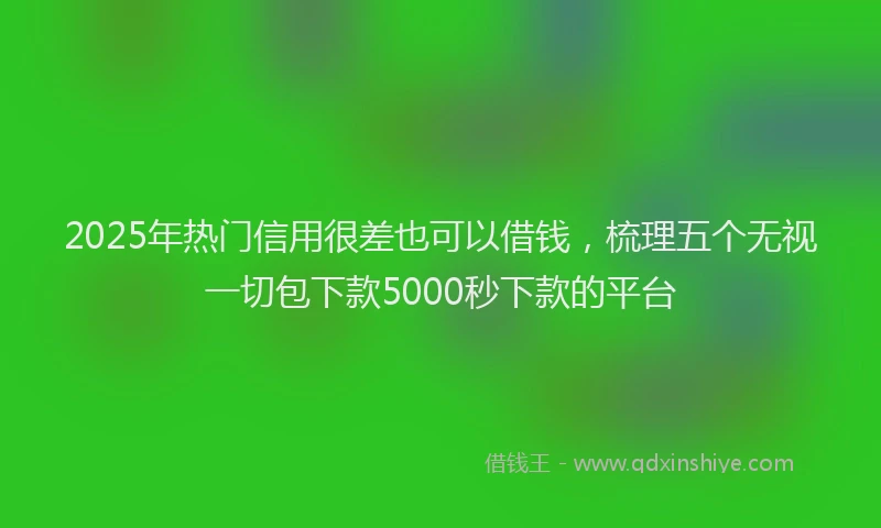 2025年热门信用很差也可以借钱，梳理五个无视一切包下款5000秒下款的平台