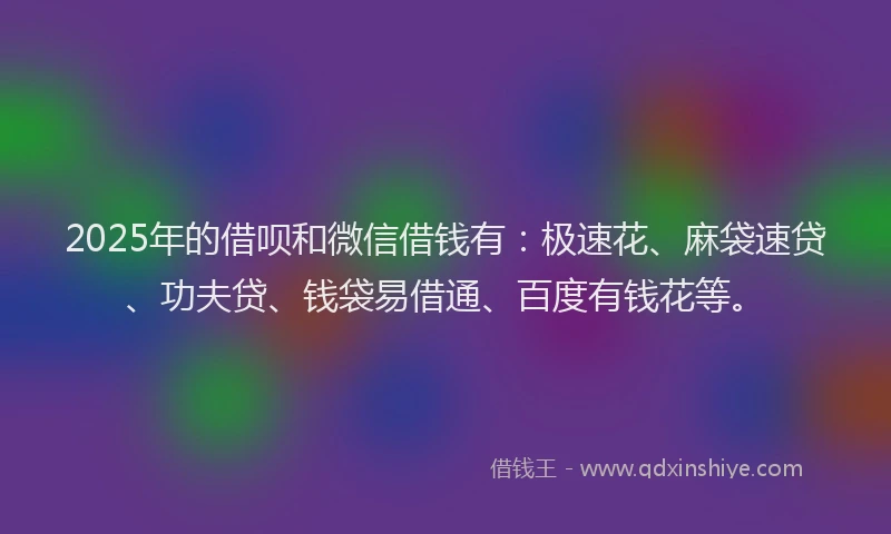 2025年的借呗和微信借钱有：极速花、麻袋速贷、功夫贷、钱袋易借通、百度有钱花等。