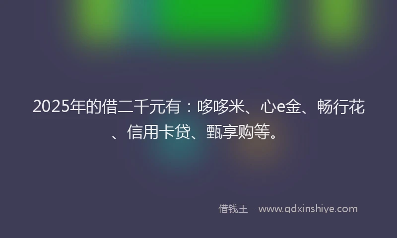 2025年的借二千元有：哆哆米、心e金、畅行花、信用卡贷、甄享购等。