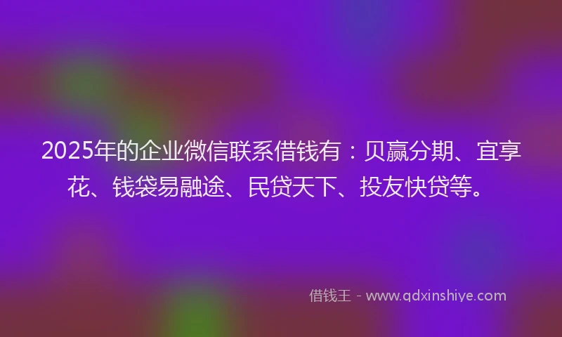 2025年的企业微信联系借钱有：贝赢分期、宜享花、钱袋易融途、民贷天下、投友快贷等。