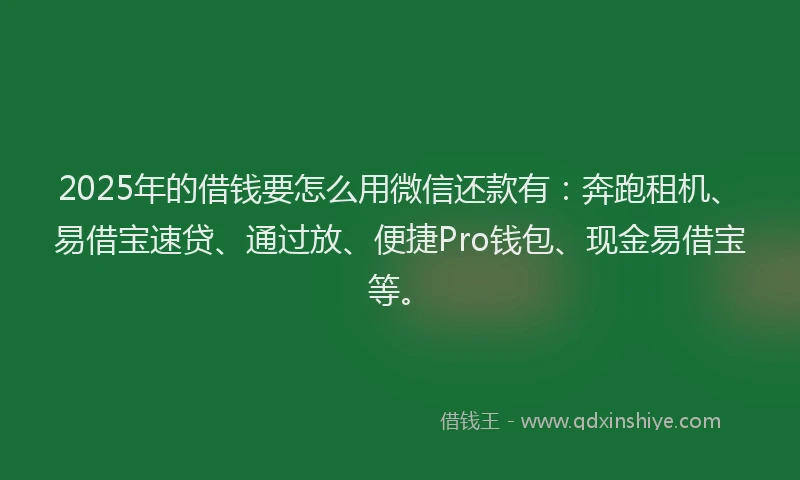 2025年的借钱要怎么用微信还款有：奔跑租机、易借宝速贷、通过放、便捷Pro钱包、现金易借宝等。