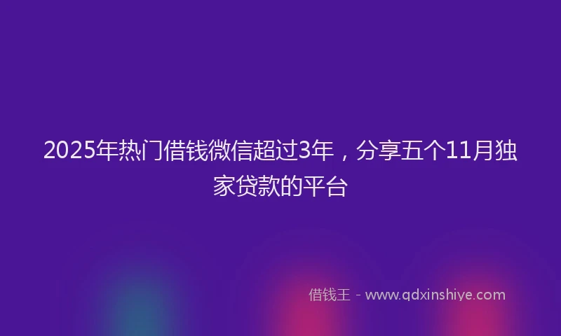 2025年热门借钱微信超过3年，分享五个11月独家贷款的平台