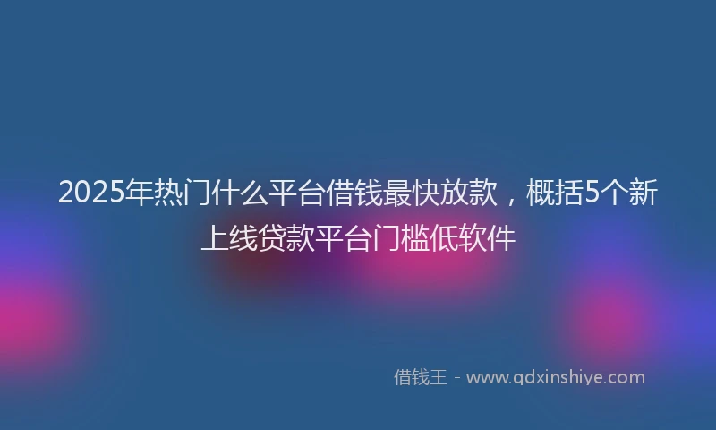 2025年热门什么平台借钱最快放款，概括5个新上线贷款平台门槛低软件