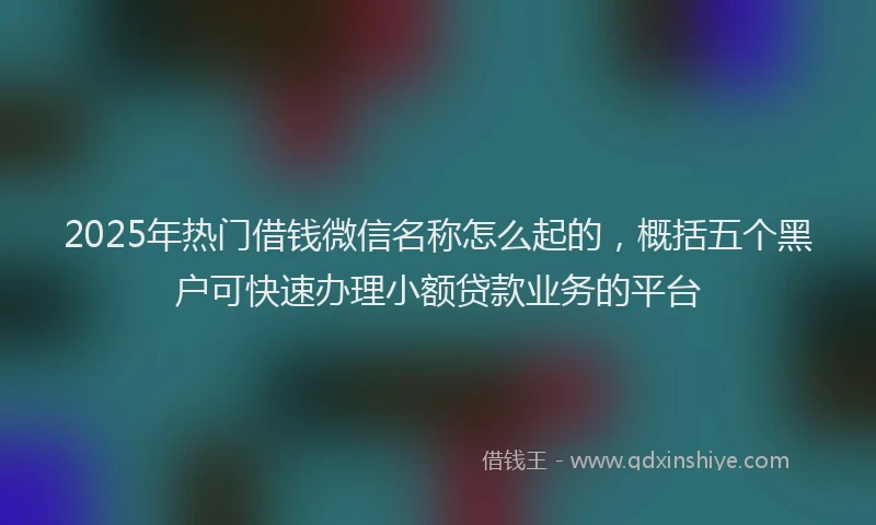 2025年热门借钱微信名称怎么起的，概括五个黑户可快速办理小额贷款业务的平台