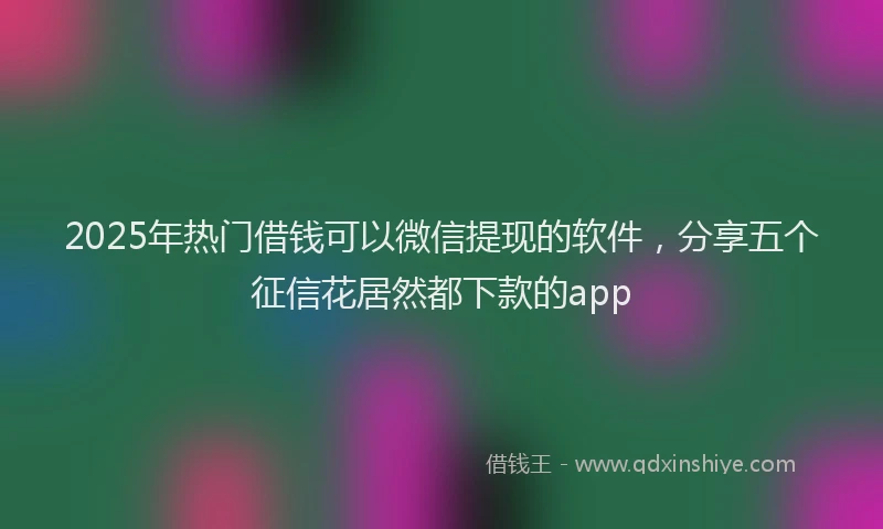 2025年热门借钱可以微信提现的软件，分享五个征信花居然都下款的app
