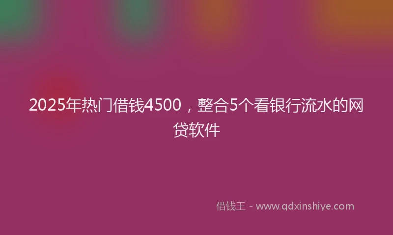 2025年热门借钱4500，整合5个看银行流水的网贷软件